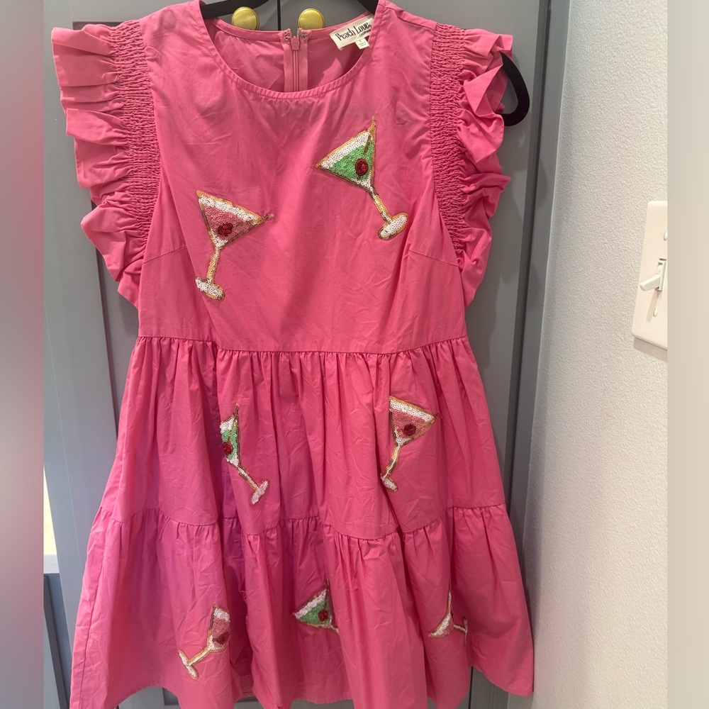 Pink Dress with Martini Embroidery